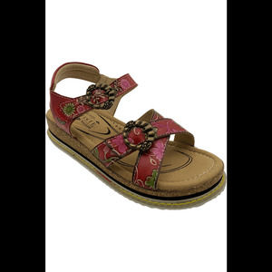 L'Artiste x Jane & Coco Leather Sandals Gabriola Red Multi - Medium